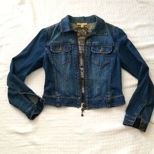 Women's denim Cabi Jean's zip front jacket. S.